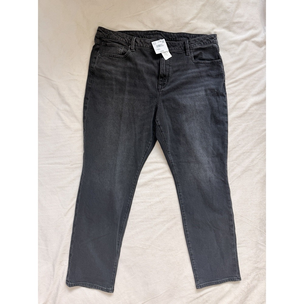 AE 90s High Waisted Straight Leg Jeans Charcoal Grey Wash Women's Grunge Size 18